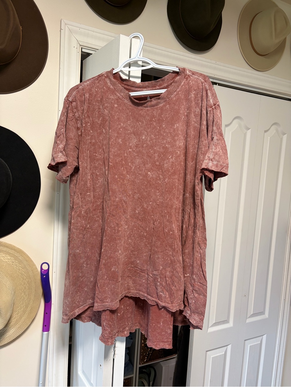 Free People Dusty Rose Mineral-Wash V-Neck Tee